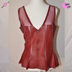 Red Leather Vest Top